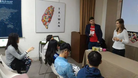 Konrad leading a discussion on Polish culture with a small private group